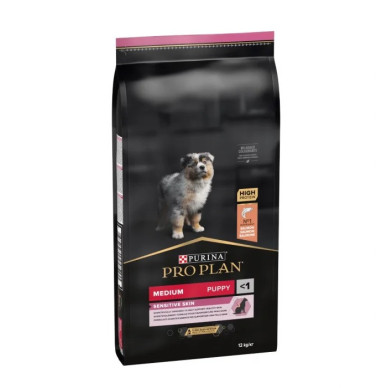 Purina Pro Plan Dog Medium Puppy Sensitive Skin – Hrană Uscată pentru Pui de Câine de Talie Medie cu Somon – 3 kg